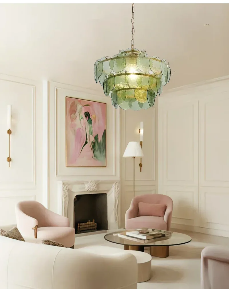 Lustre rond en verre au style rétro