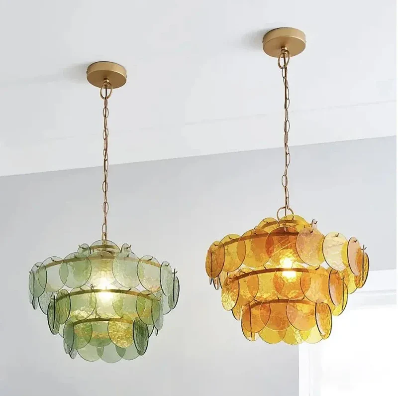 Lustre rond en verre au style rétro
