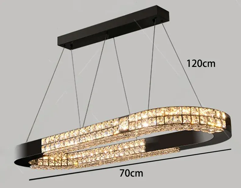 Grand lustre long en verre design pour salle a manger