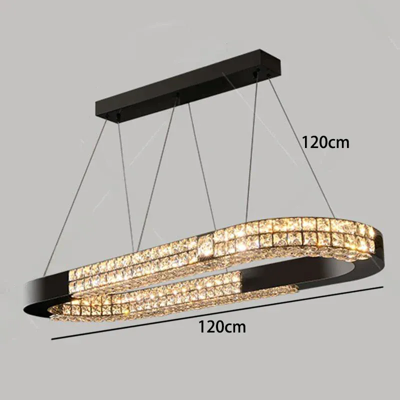 Grand lustre long en verre design pour salle a manger