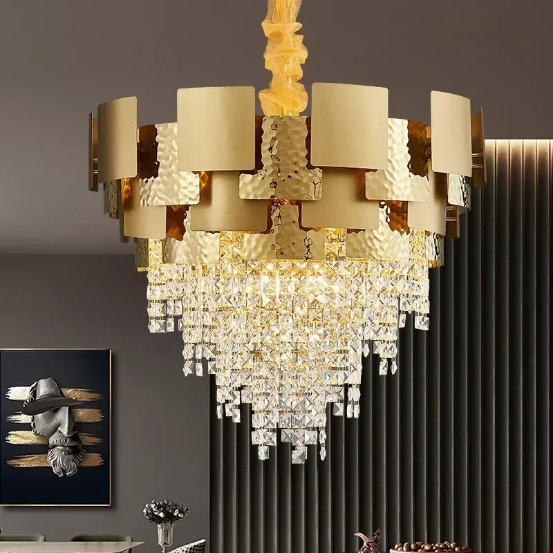 Luxury Stainless Steel Crystal Chandelier Living Dining Room Bedroom Light Simple Model House Villa Hotel Lobby Designer Lamp