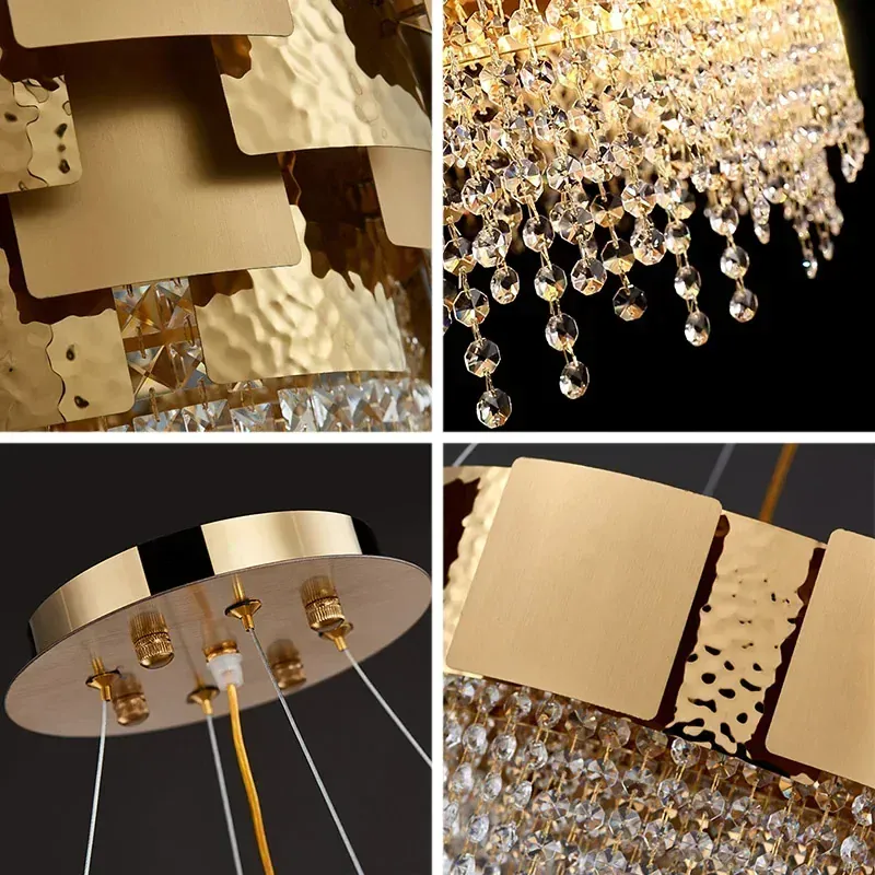 Luxury Stainless Steel Crystal Chandelier Living Dining Room Bedroom Light Simple Model House Villa Hotel Lobby Designer Lamp