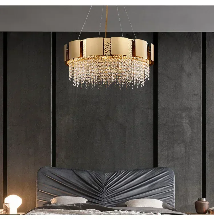 Luxury Stainless Steel Crystal Chandelier Living Dining Room Bedroom Light Simple Model House Villa Hotel Lobby Designer Lamp