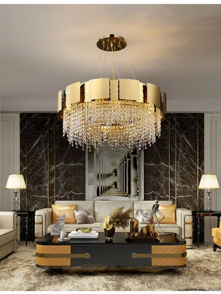 Luxury Stainless Steel Crystal Chandelier Living Dining Room Bedroom Light Simple Model House Villa Hotel Lobby Designer Lamp