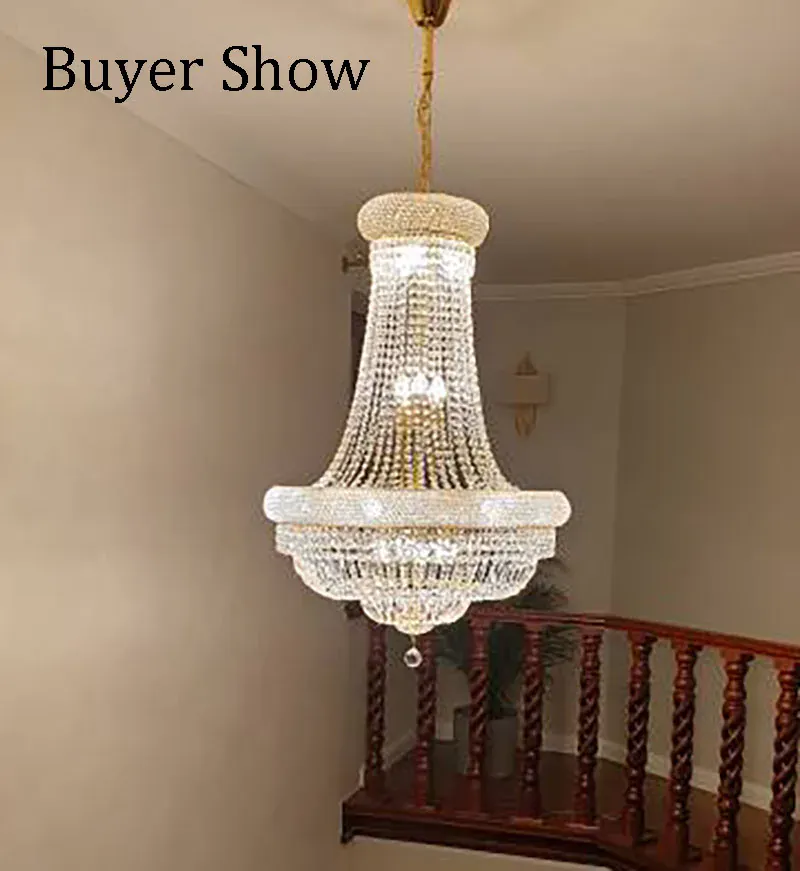 Empire luxury Gold Crystal Chandelier for Foyer kitchen island light Modern Staircase Ceiling light hanging Lamp cristal lustre