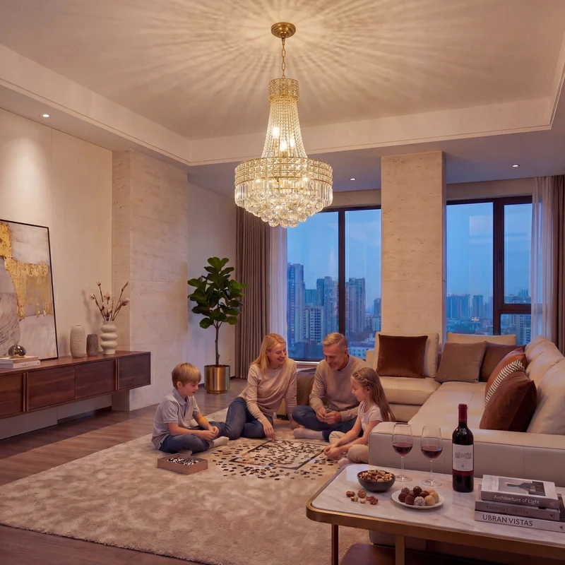 Luxury Gold Empire K9 Crystal Chandelier, 6-Light Adjustable Height Hanging Light Fixture for dining room/living room/foyer/bar