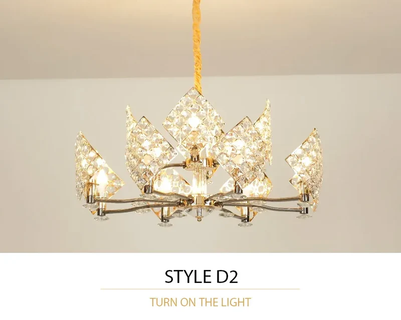 Modern Luxury K9 Crystal LED Chandelier Nordic Dimmable Ceiling Lamp Pendant Hanging Light Fixture For Living Room Bedroom Hotel Kitchen Dining Room Corridor Villa Apartment Indoor Home Decoration