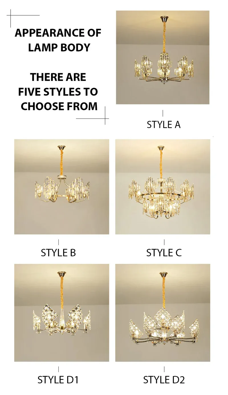 Modern Luxury K9 Crystal LED Chandelier Nordic Dimmable Ceiling Lamp Pendant Hanging Light Fixture For Living Room Bedroom Hotel Kitchen Dining Room Corridor Villa Apartment Indoor Home Decoration