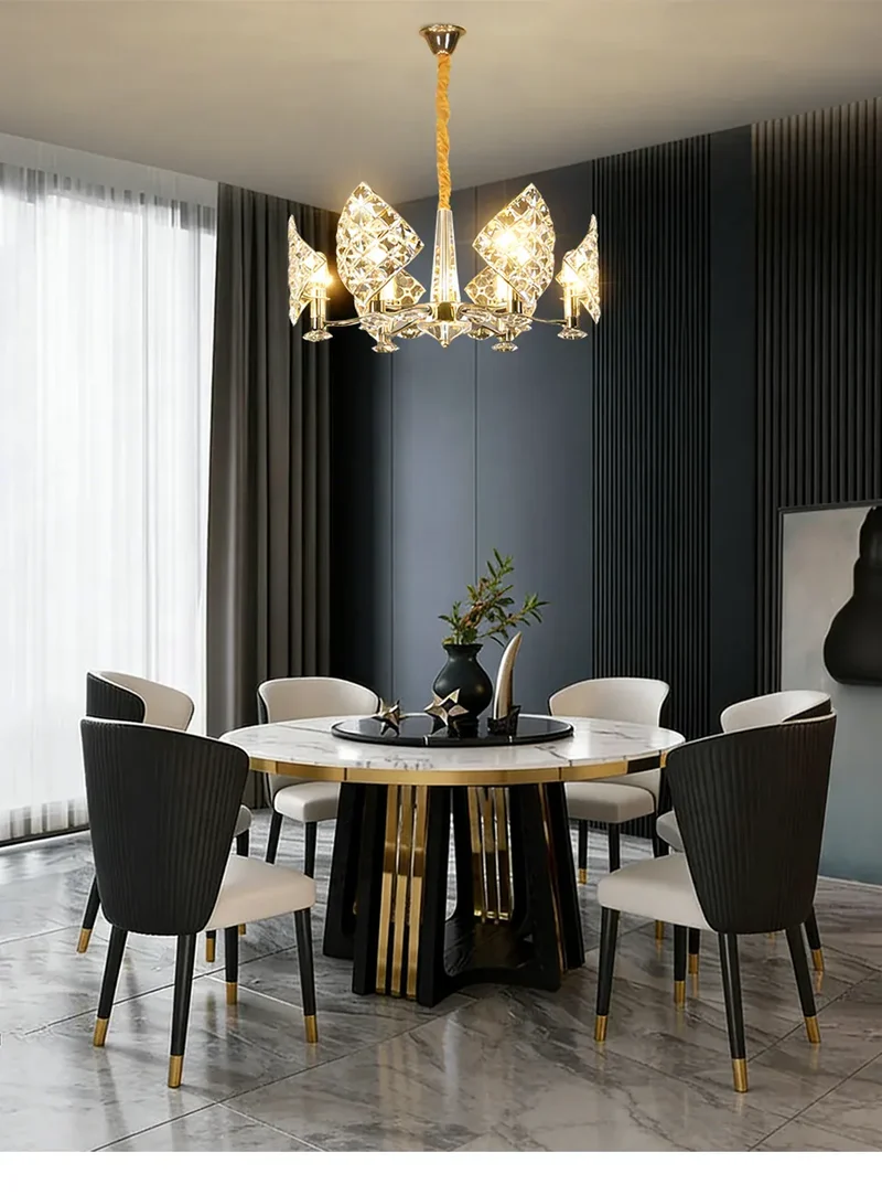 Modern Luxury K9 Crystal LED Chandelier Nordic Dimmable Ceiling Lamp Pendant Hanging Light Fixture For Living Room Bedroom Hotel Kitchen Dining Room Corridor Villa Apartment Indoor Home Decoration
