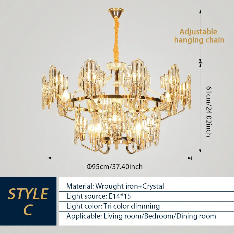 Modern Luxury K9 Crystal LED Chandelier Nordic Dimmable Ceiling Lamp Pendant Hanging Light Fixture For Living Room Bedroom Hotel Kitchen Dining Room Corridor Villa Apartment Indoor Home Decoration