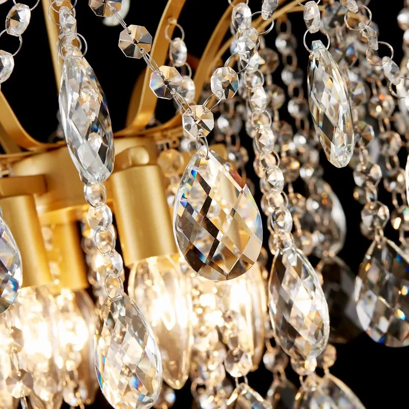 Lustre années 70 avec pendentifs en cristal