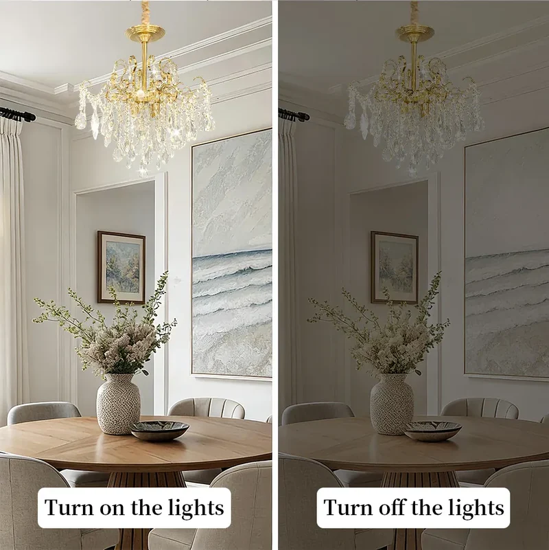 Lustre années 70 avec pendentifs en cristal