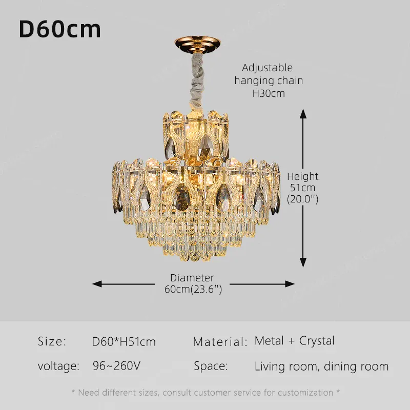 Lustre de luxe en verre haut de gamme