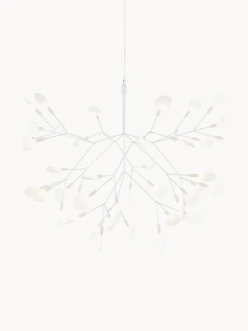 Lustre blanc decoratif feuilles LED