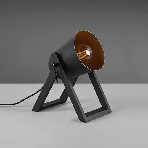 Lampe Sur Pied Noir Et Bois