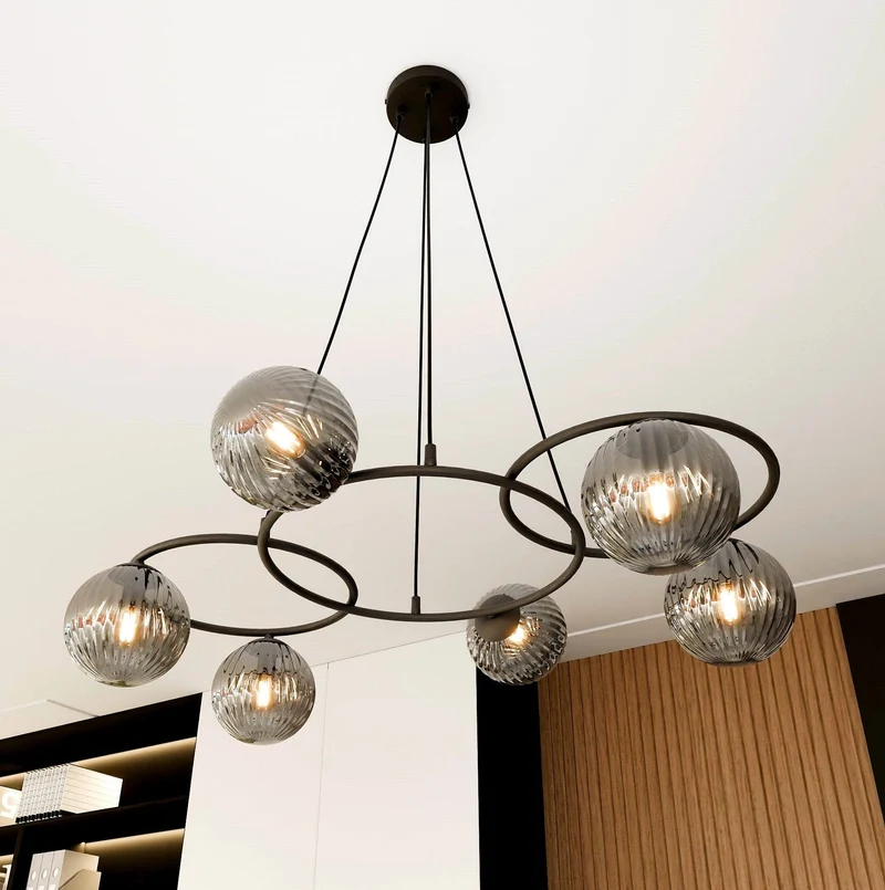 Lustre Suspendu Verre Noir Salon