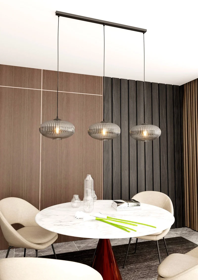 Lampes suspension en verre noir Salle a Manger