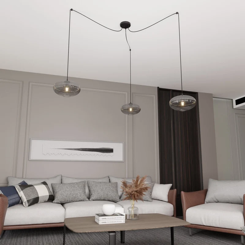 Luminaire suspendu en verre noir Salon