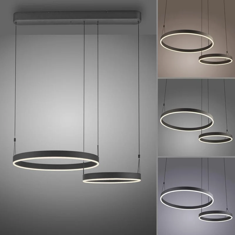 Esko Langbordspendel med 2 LED-Ringe - 90 cm, Dæmpbar & Farvetemperaturjusterbar