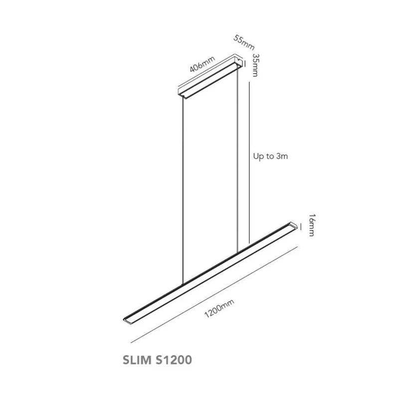 SLIM LANGBORDSPENDEL L120 SORT LED