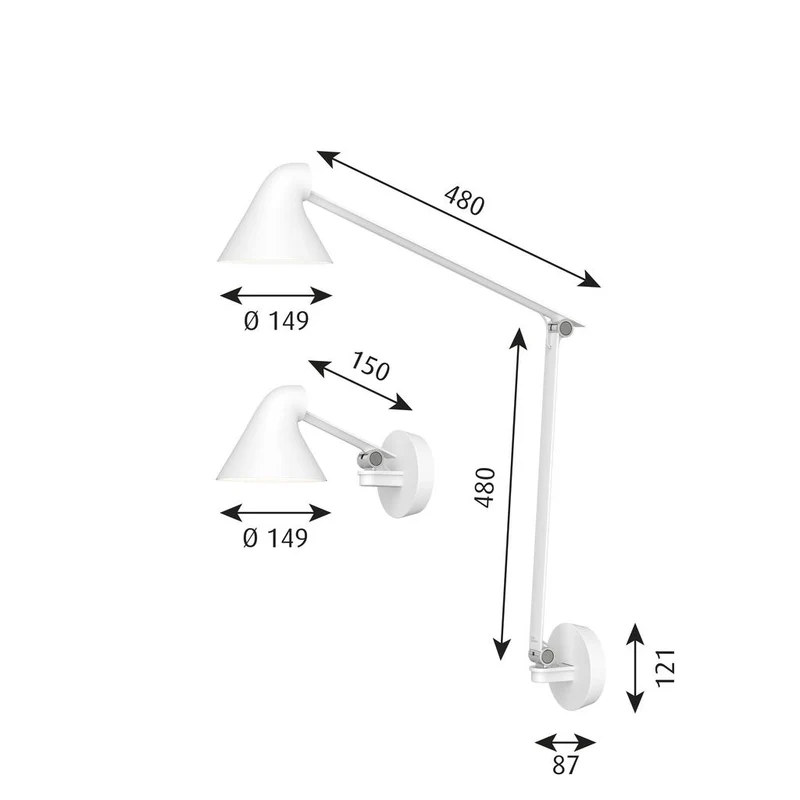 Njp Væg - Væglampe wallbox M/kort Arm - Hvid