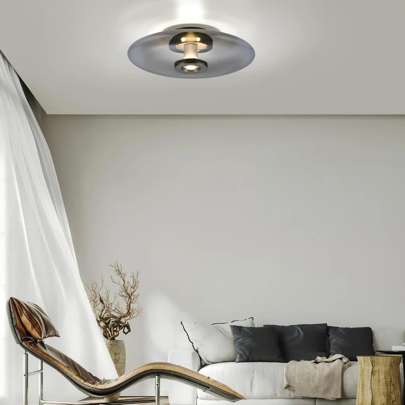 Pure Vitrum Loft-/Væglampe Ø45 - Paul Neuhaus (Røgfarvet Glas, LED)