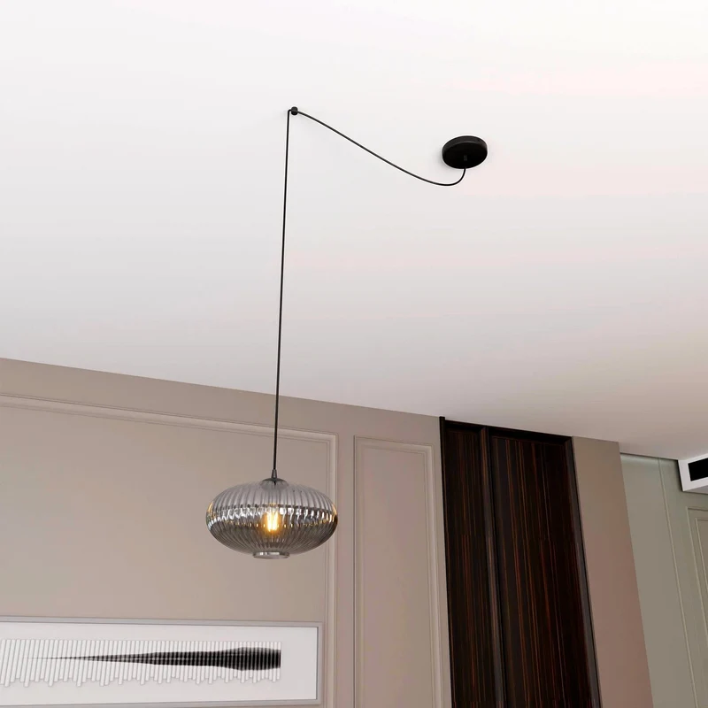 Lampe suspendue en verre noir Salon