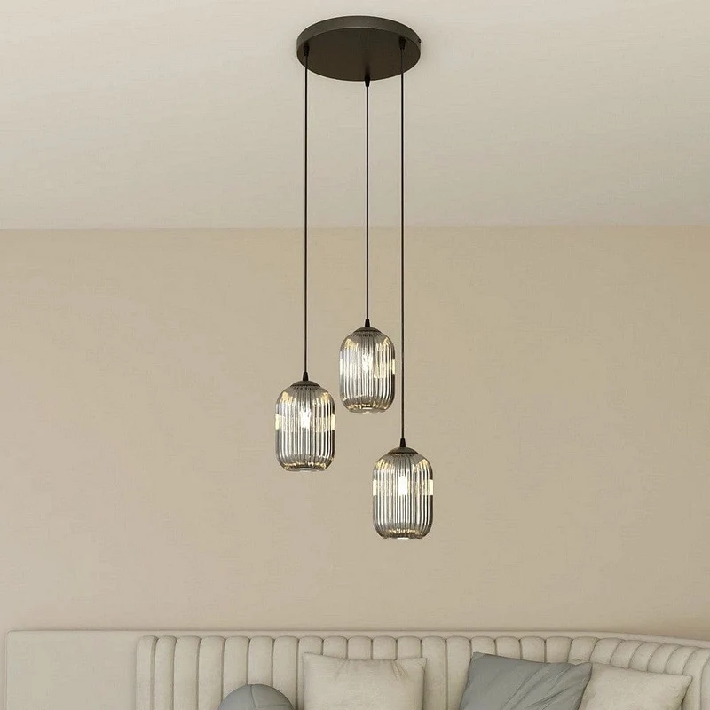 Lampe suspension escalier noir