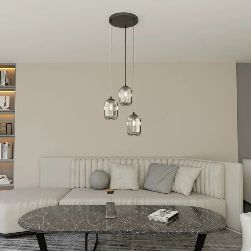 Lampe suspension escalier noir