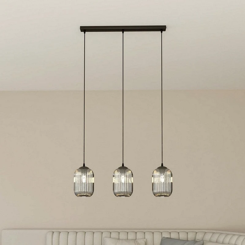 Grande Suspension verre teinté noir Salle a Manger