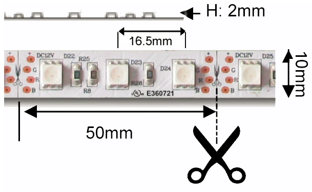 Ruban lumineux DEL NTRGB300 flexible haute intensité RGB. 24Vdc, 72w. 5 Mètres