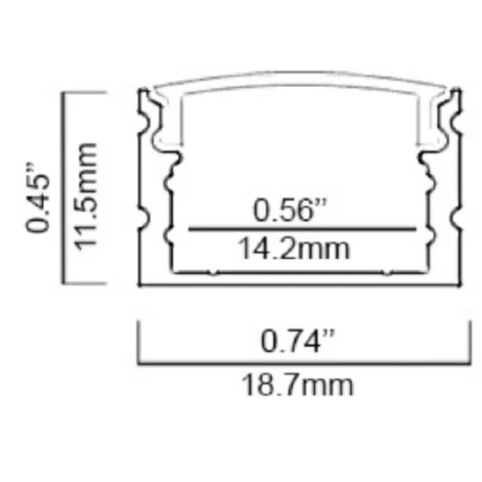 Profilé d'aluminium avec diffuseur NTALB-02SP pour Ruban DEL lumineux 8pi. 2 mètres