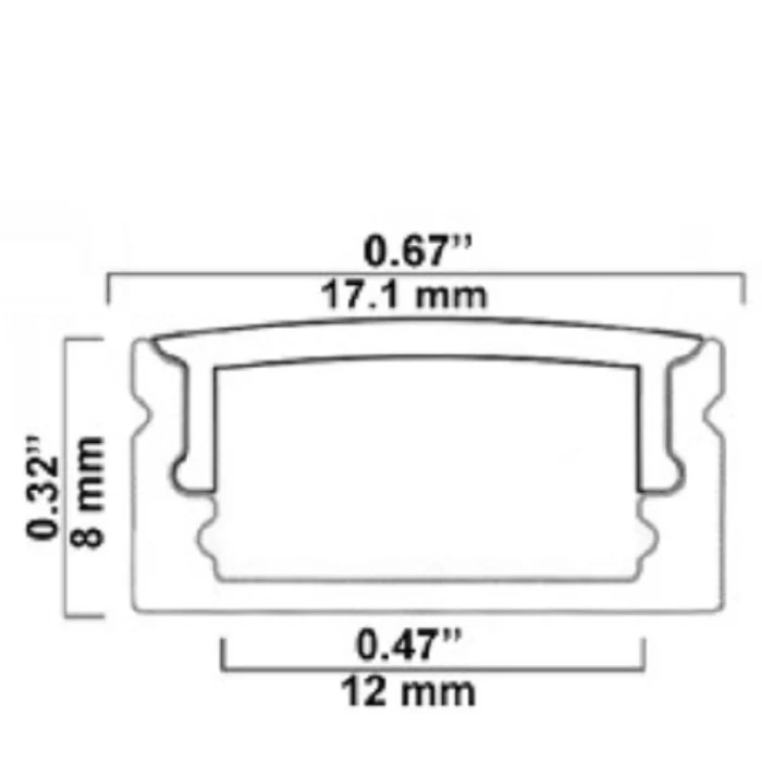 Profilé d'aluminium avec diffuseur NTALB-02R Slim pour Ruban DEL lumineux. 2 mètres