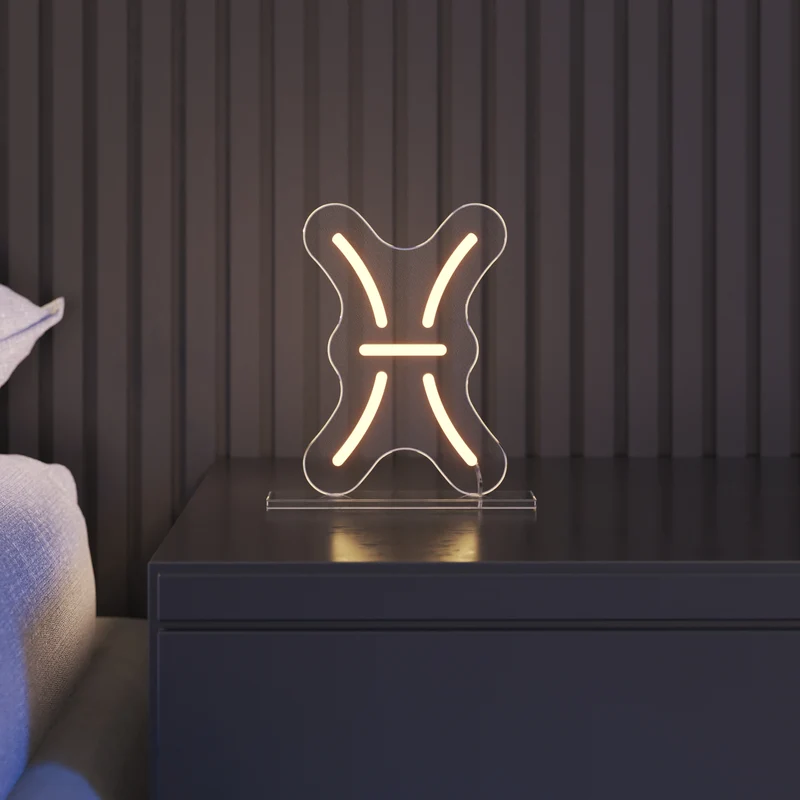 Poissons, signe en néon LED