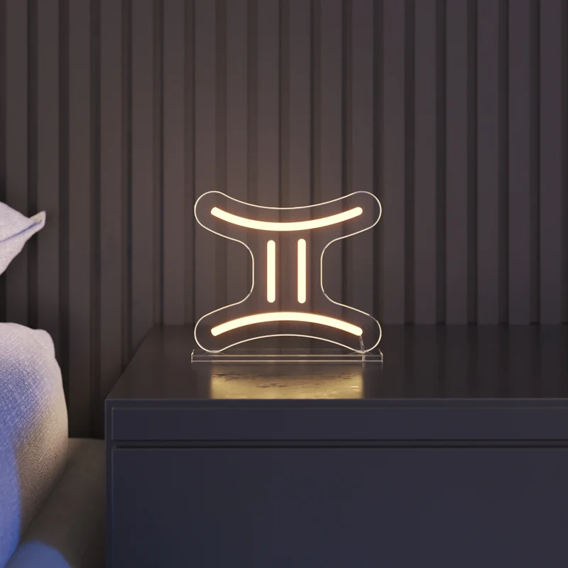 Gémeaux, signe en néon LED