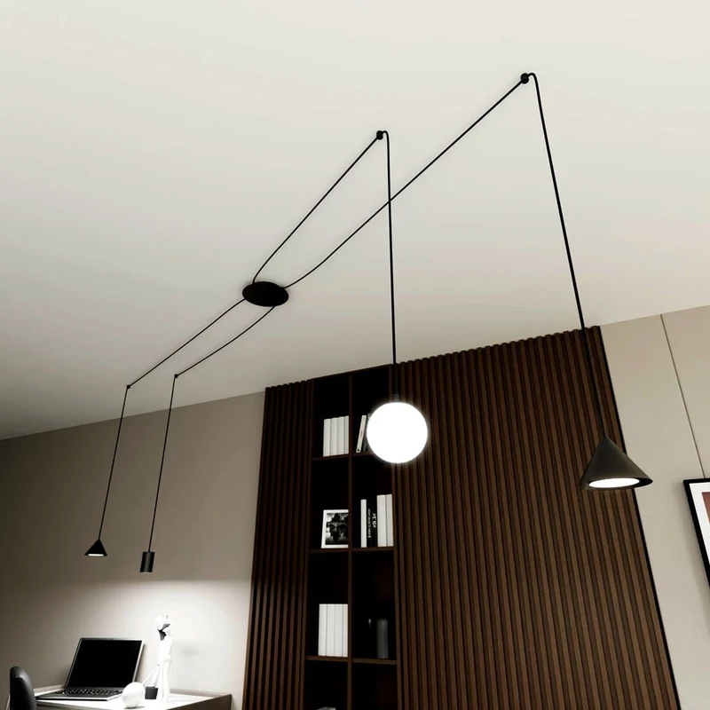 Plafonnier Suspension Noir Salon