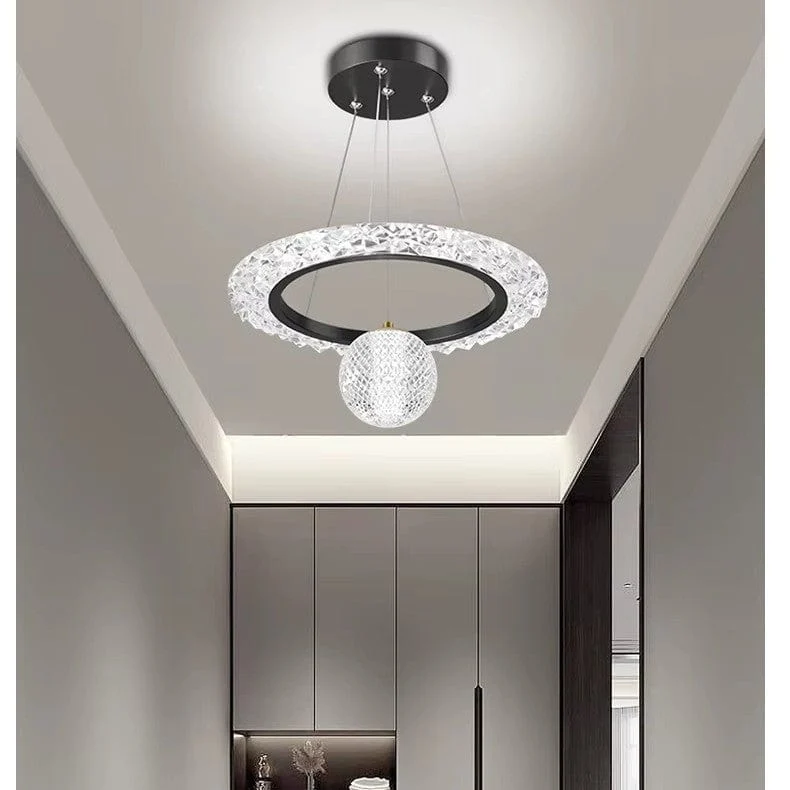 Luminaire suspension noir cristal Salon
