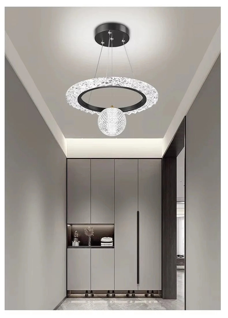 Luminaire suspension noir cristal Salon