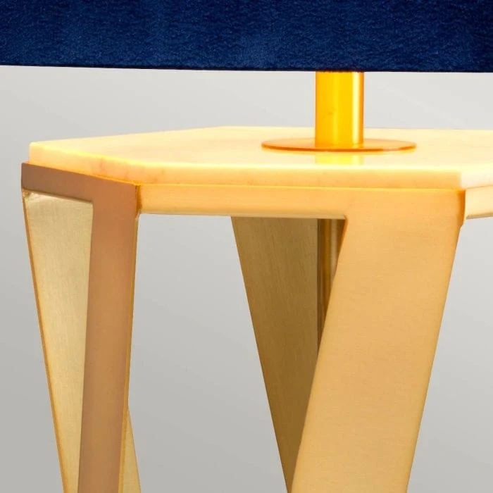 Lampe de table dore et bleu Salon