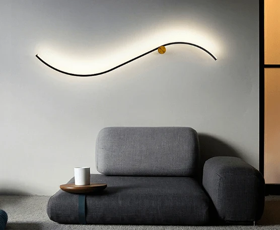 Applique murale longue en forme de Vague Noir