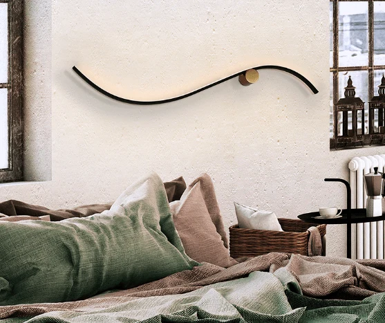 Applique murale longue en forme de Vague Noir