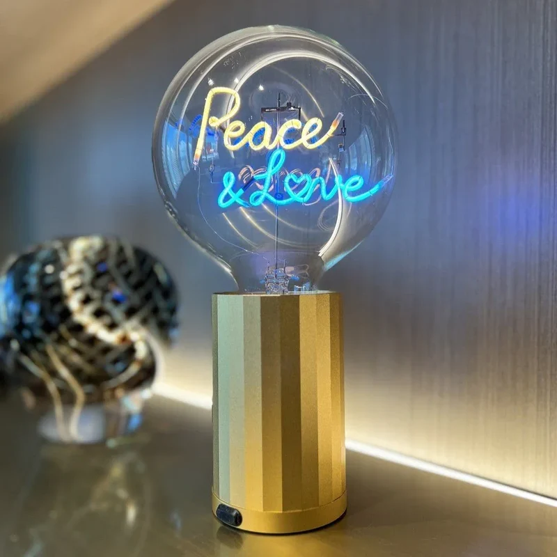 Ampoule décorative LED sans fil "Peace and Love" - Message In The Bulb