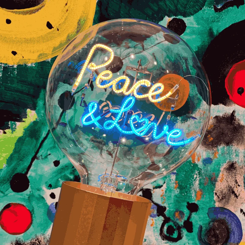 Ampoule décorative LED sans fil "Peace and Love" - Message In The Bulb