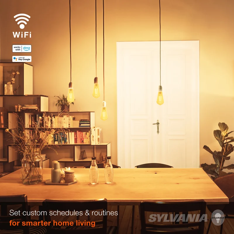 SYLVANIA Wifi LED Smart ST19 Amber Finish Light Bulb, 3.5W, for Alexa / Google Assistant, 2000K, No Hub Required - 1 PK