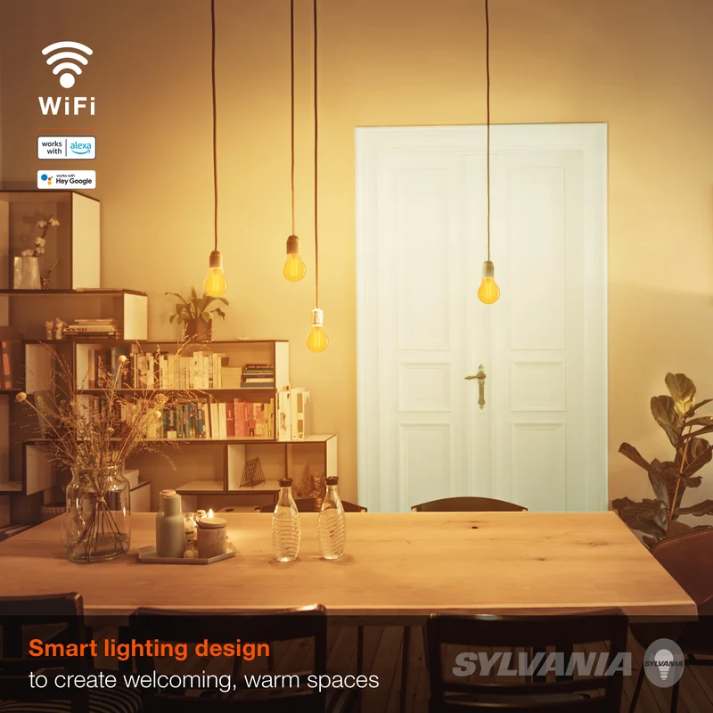 SYLVANIA Wifi LED Smart A19 Amber Finish Light Bulb, 4.5W, for Alexa / Google Assistant, 2000K, No Hub Required - 1 PK