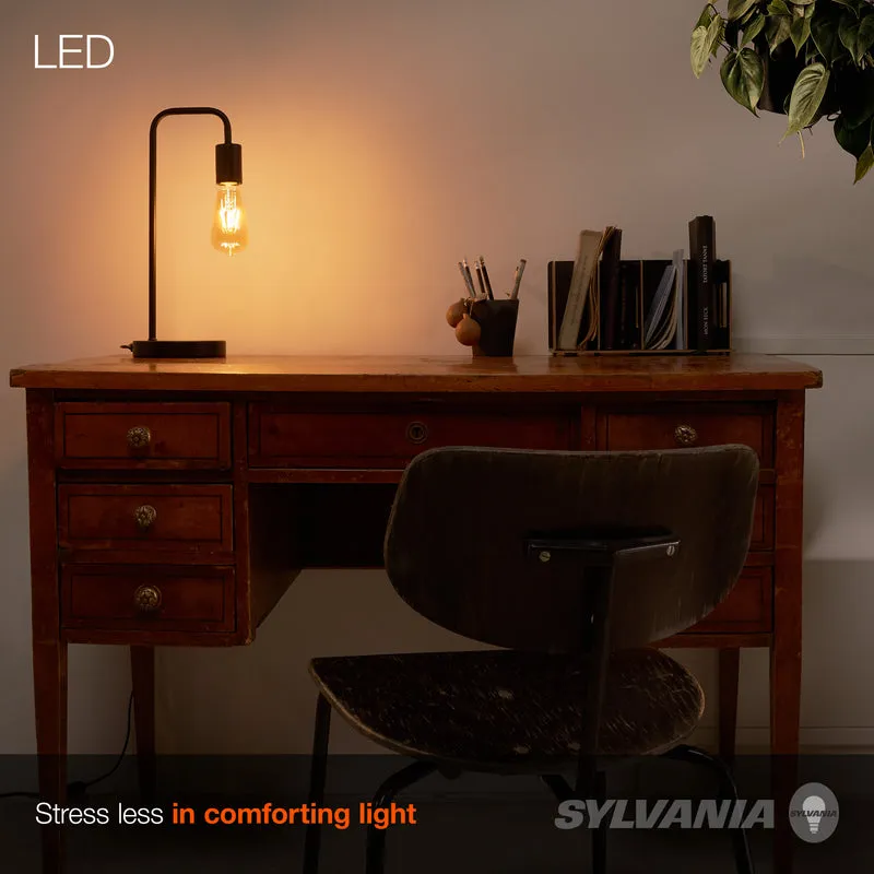 SYLVANIA Vintage ST19 LED Light Bulb, 40W / 60W, 2175K, Dimmable, Amber Finish