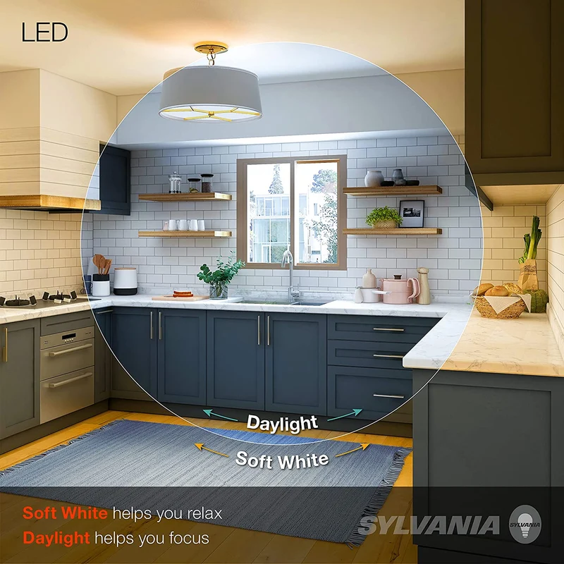 SYLVANIA LED A19 Light Bulb, 60W Equivalent Efficient 8.5W Medium Base, 2700K Soft White - 4 Pk
