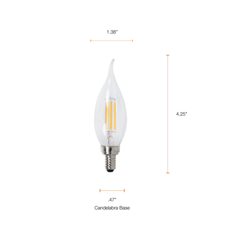 SYLVANIA LED TruWave Décor B10 Light Bulb, 60W, Candelabra Base, Dimmable, 2700K, Soft White - 2 PK