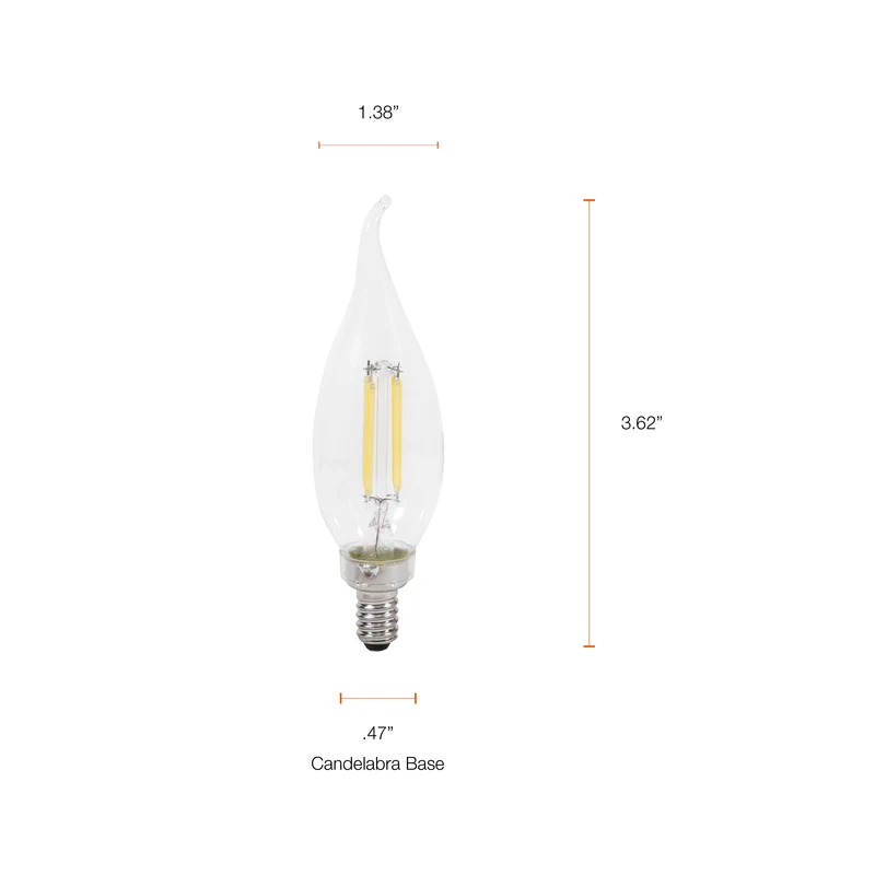 SYLVANIA LED TruWave Natural Series Décor B10 Light Bulb, 60W, Candelabra Base, Dimmable, Clear, 5000K, Daylight - 2 Pk