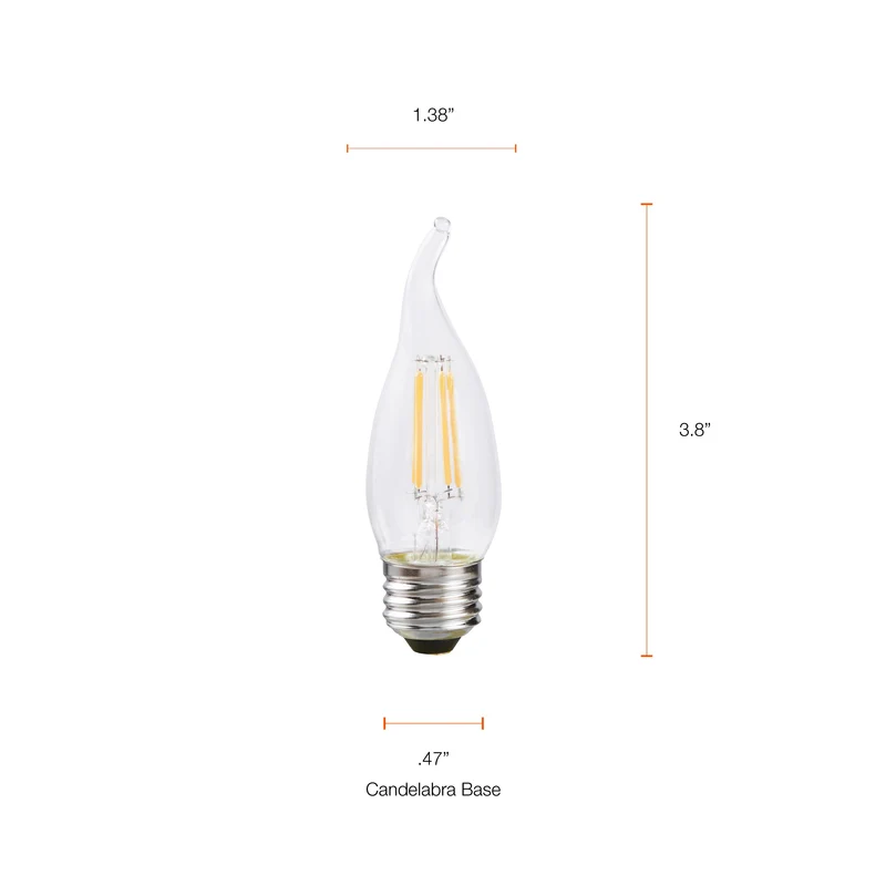 SYLVANIA LED TruWave Natural Series Candelabra B10 Light Bulb, 60W, Dimmable, Clear, Daylight - 2 Pk